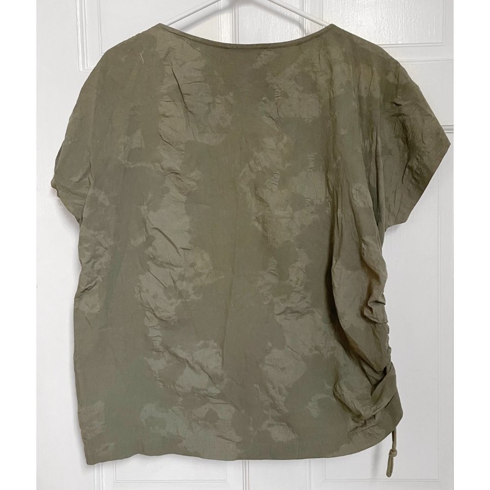 Issey Miyake Set Pants & Top Size 9 M L Green Dye Drawstring Ruching Vintage 90s - Picture 3 of 12